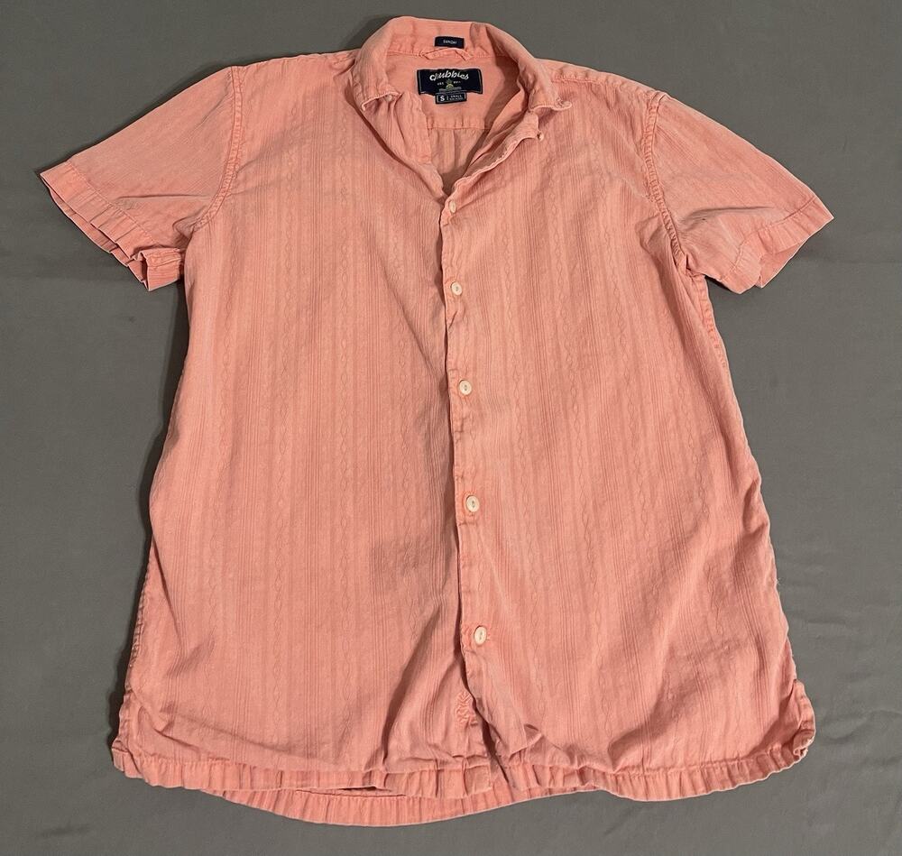 Chubbies Sunday Shirt Mens Small Coral Textured Short Sleeve Button Up